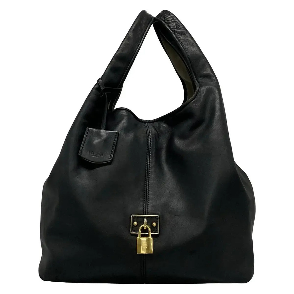 Loewe Calle Leather Hobo Shoulder Bag Black